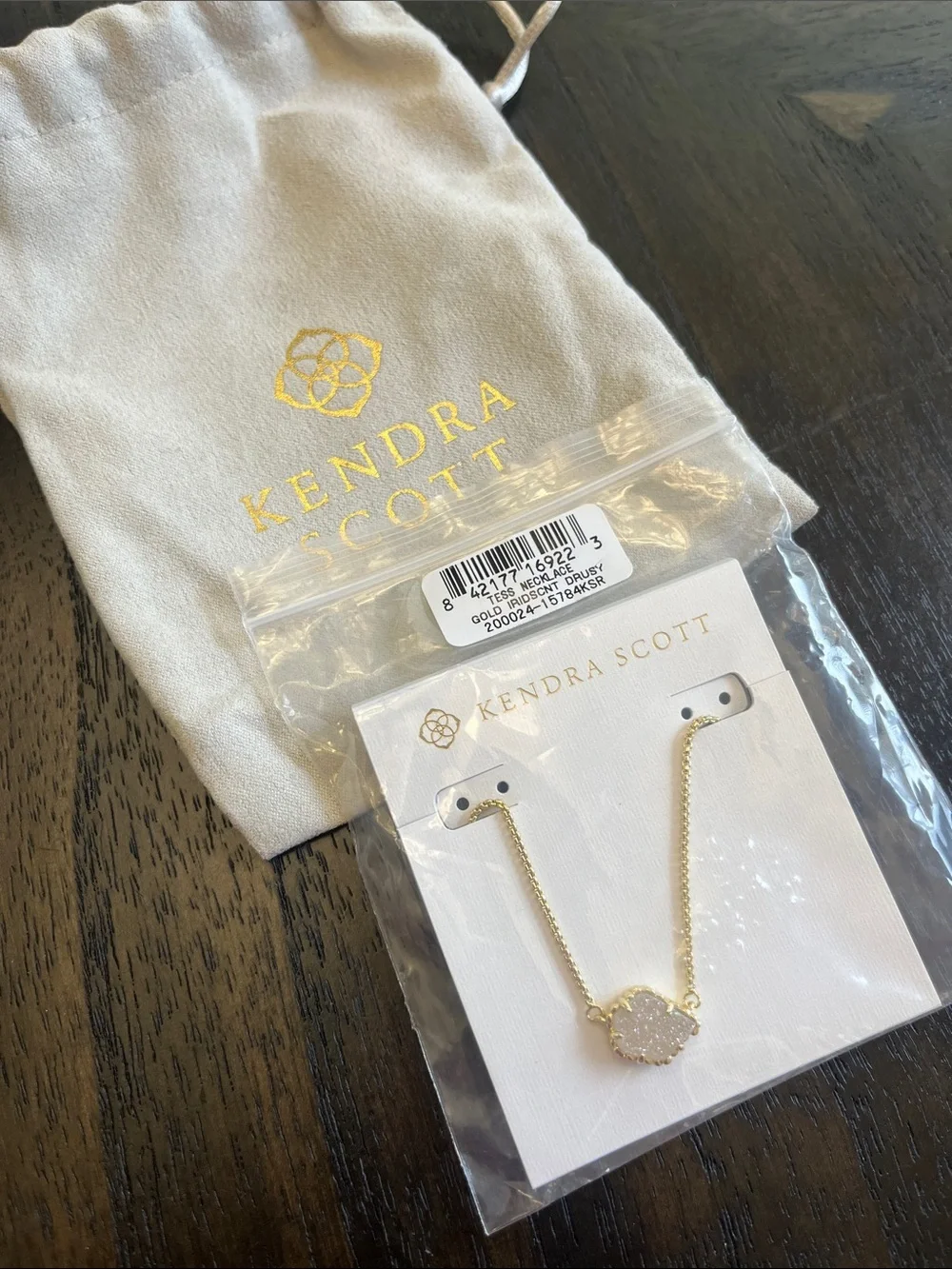 Kendra Scott Tess Gold Iridescent Druzy Pendant Necklace
